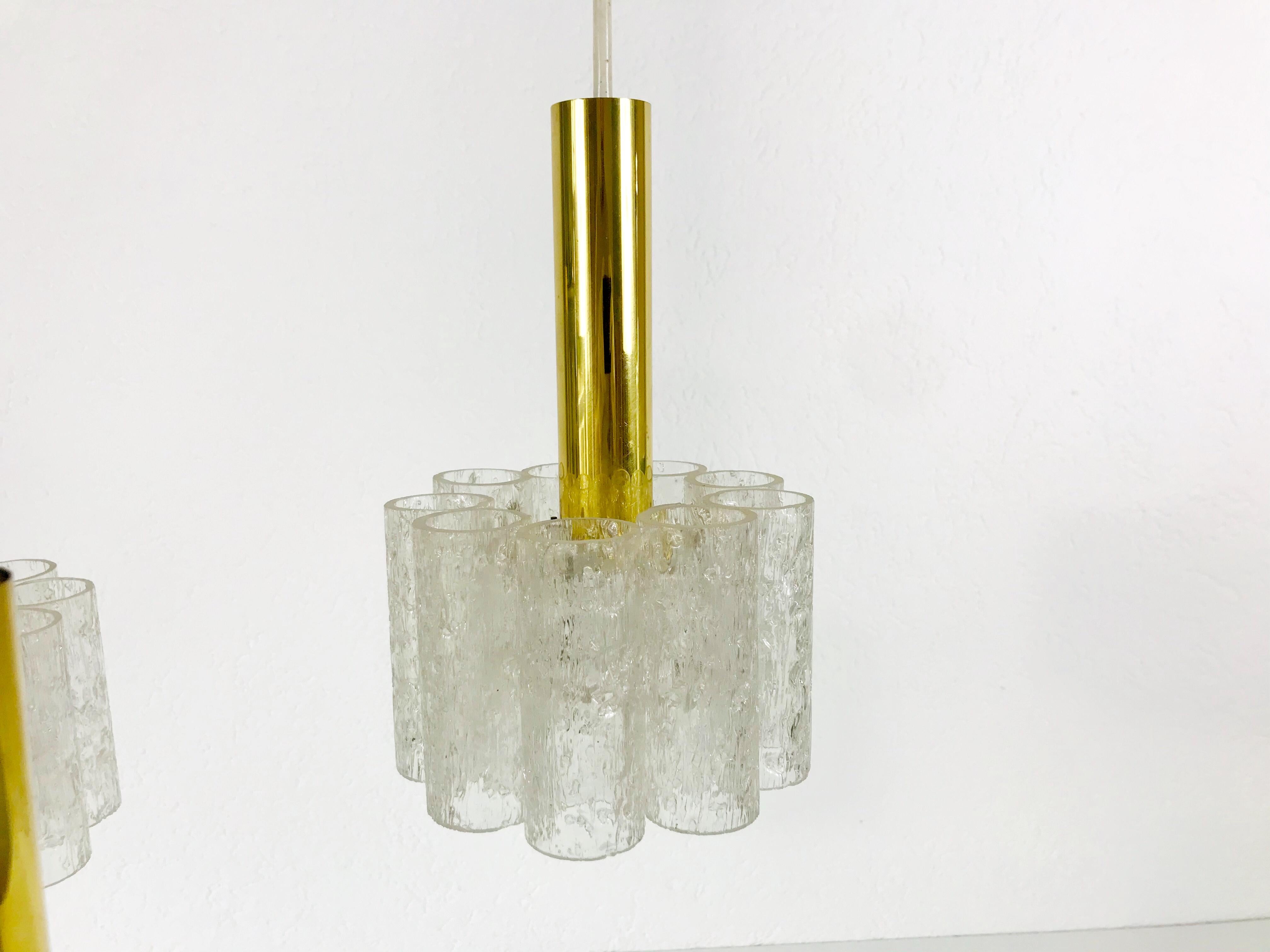 Doria Midcentury Crystal Ice Glass Cascade Pendant Lamp, Germany, 1960s For Sale 5