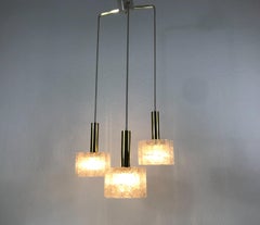 Doria Midcentury Crystal Ice Glass Cascade Pendant Lamp, Germany, 1960s