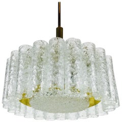 Vintage Doria Midcentury Crystal Ice Glass Circular Chandelier, 1960s