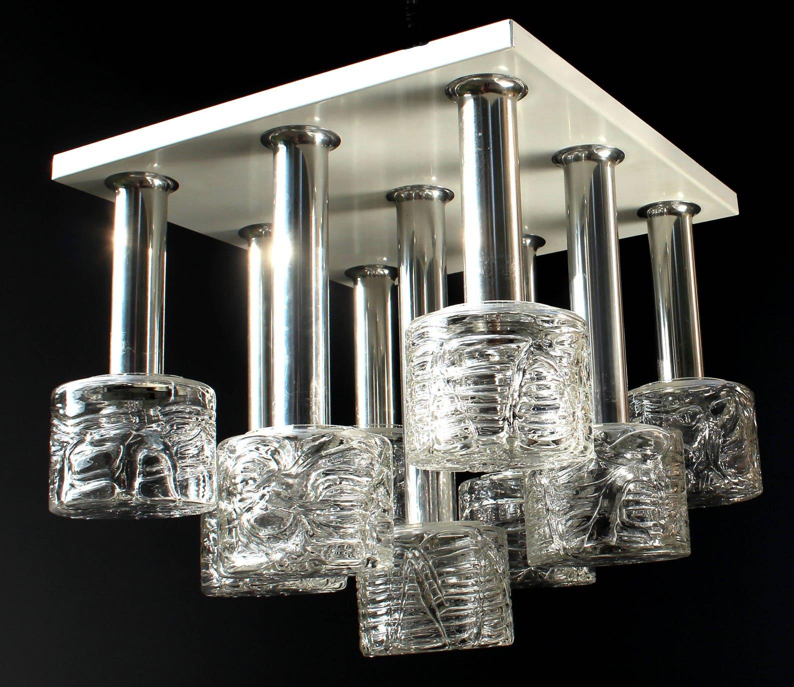 Doria Modernist Flush Mount Hand with Blown Glass Shades, 1970s In Good Condition For Sale In Berlin, BE