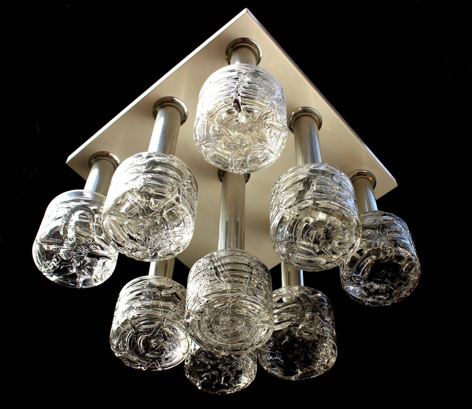 Doria Modernist Flush Mount Hand with Blown Glass Shades, 1970s For Sale 2