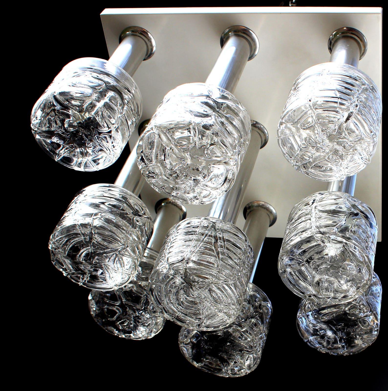 Doria Modernist Flush Mount Hand with Blown Glass Shades, 1970s For Sale 3