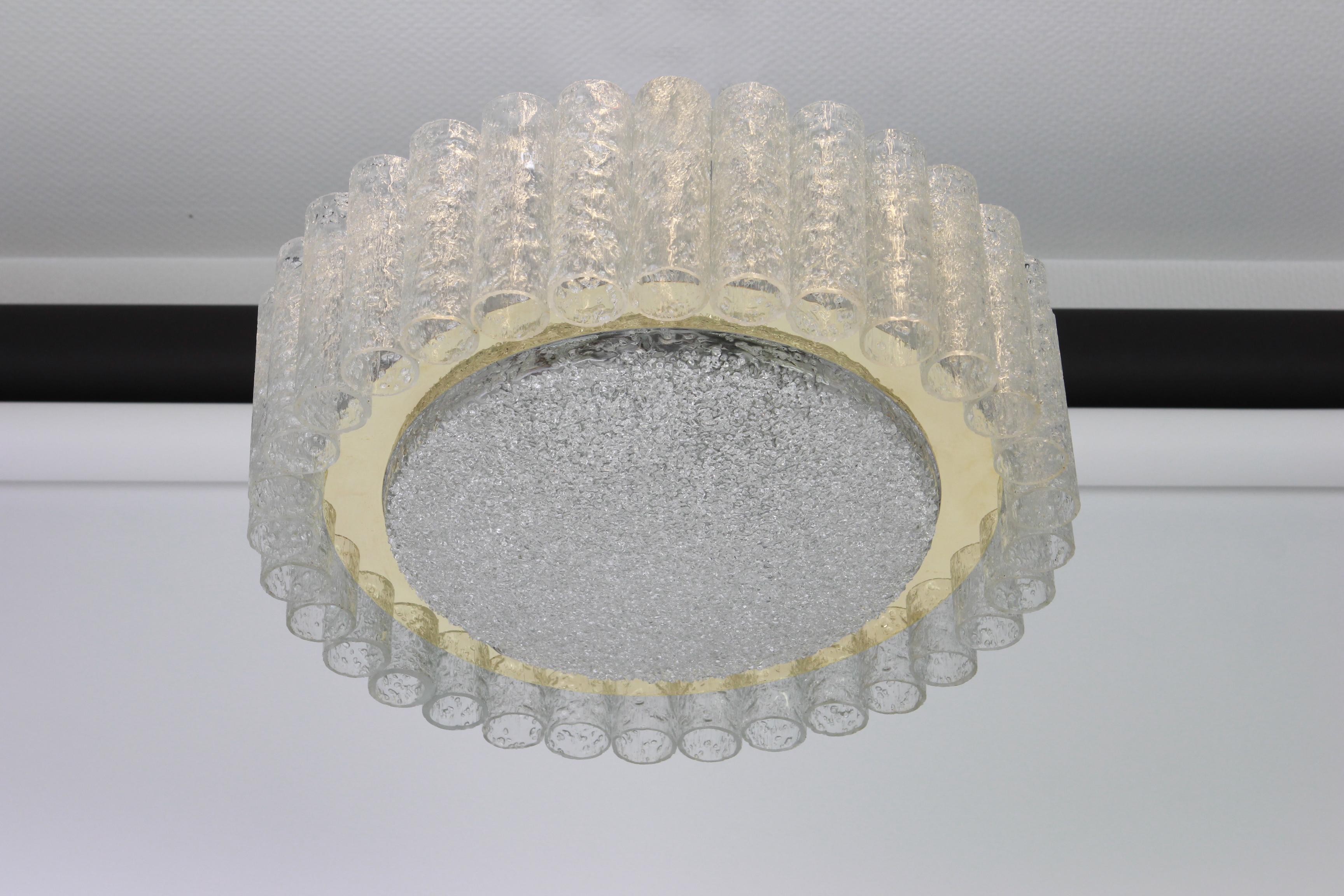 Doria Murano Glass Tubes Chandelier with Brass Surround, Germany, 1960s In Good Condition For Sale In Aachen, NRW