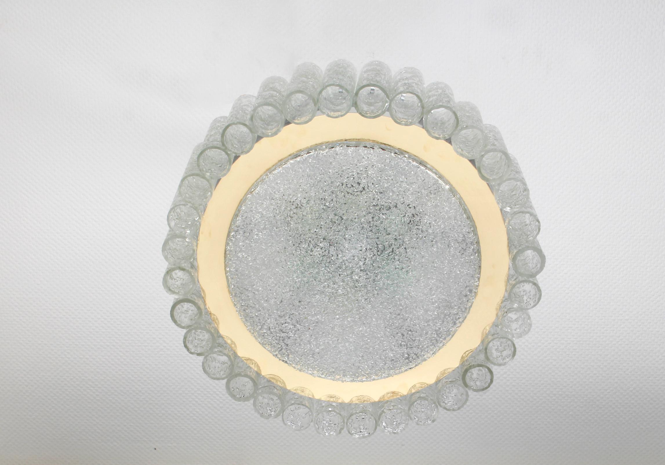 Doria Murano Glass Tubes Chandelier with Brass Surround, Germany, 1960s For Sale 2