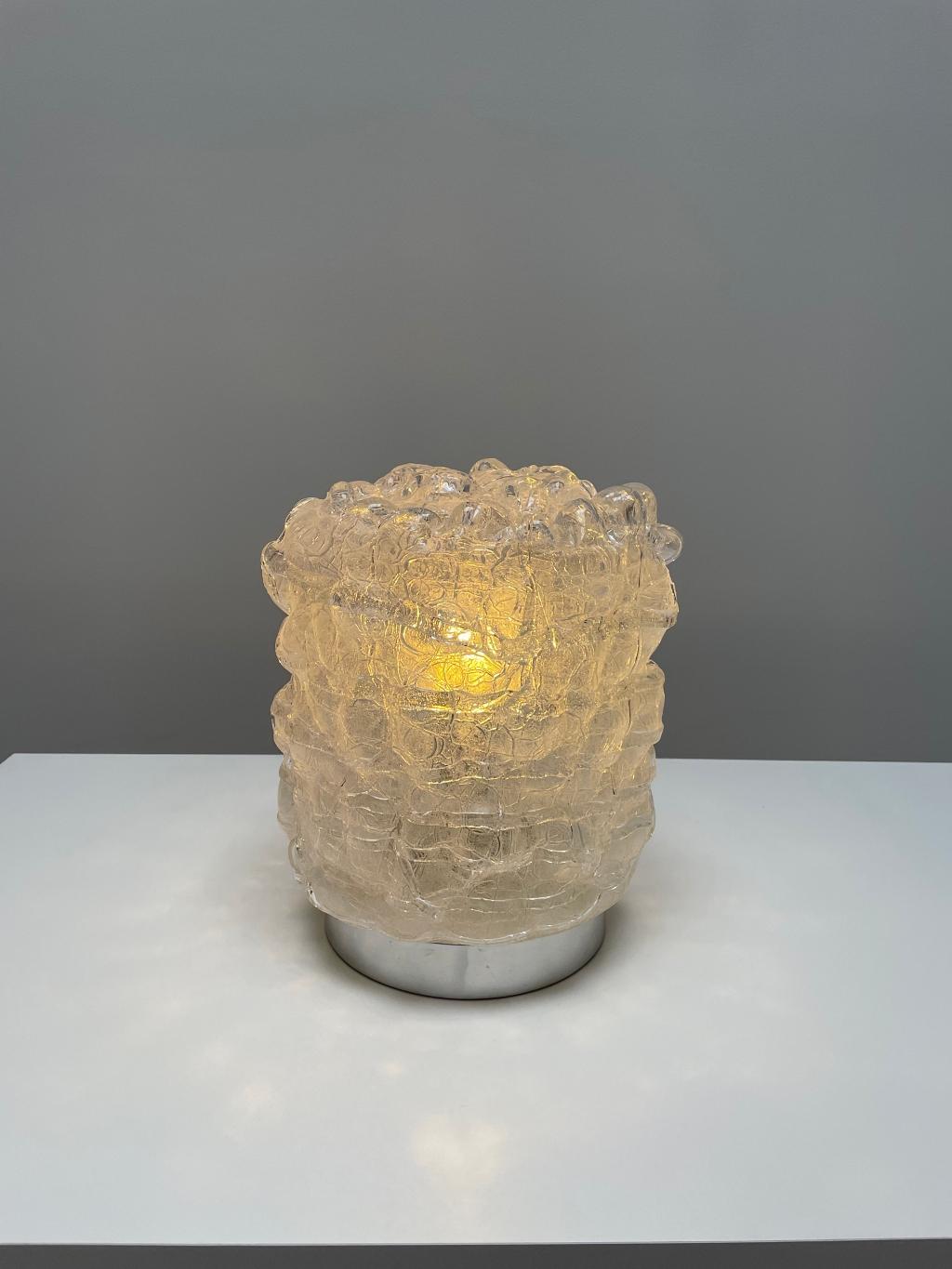 DORIA Pilz-Tischlampe, mundgeblasener Glasschirm, 1970er Jahre, Deutschland (Geblasenes Glas) im Angebot