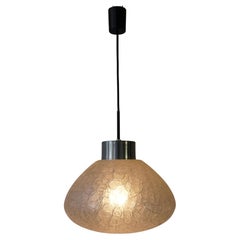 Doria Pendant Lamp Clear Art Glass and chrome 1960s 1970s Hanging Lamp