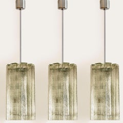 Doria Ribbled Glass and Chrome Pendant, Germany 1960s