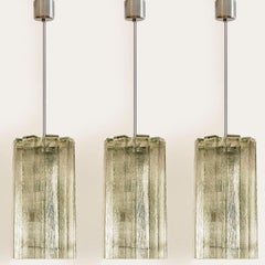 Doria Ribbled Glass and Chrome Pendant, Germany 1960s