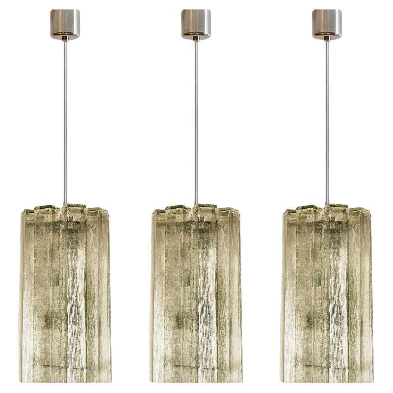 Pendentif Doria en verre strié et chrome, Allemagne, années 1960