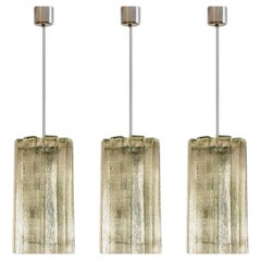 Doria Ribbled Glass and Chrome Pendant, Germany 1960s