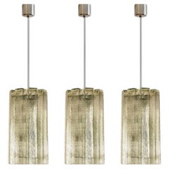 Doria Ribbled Glass and Chrome Pendant, Germany 1960s