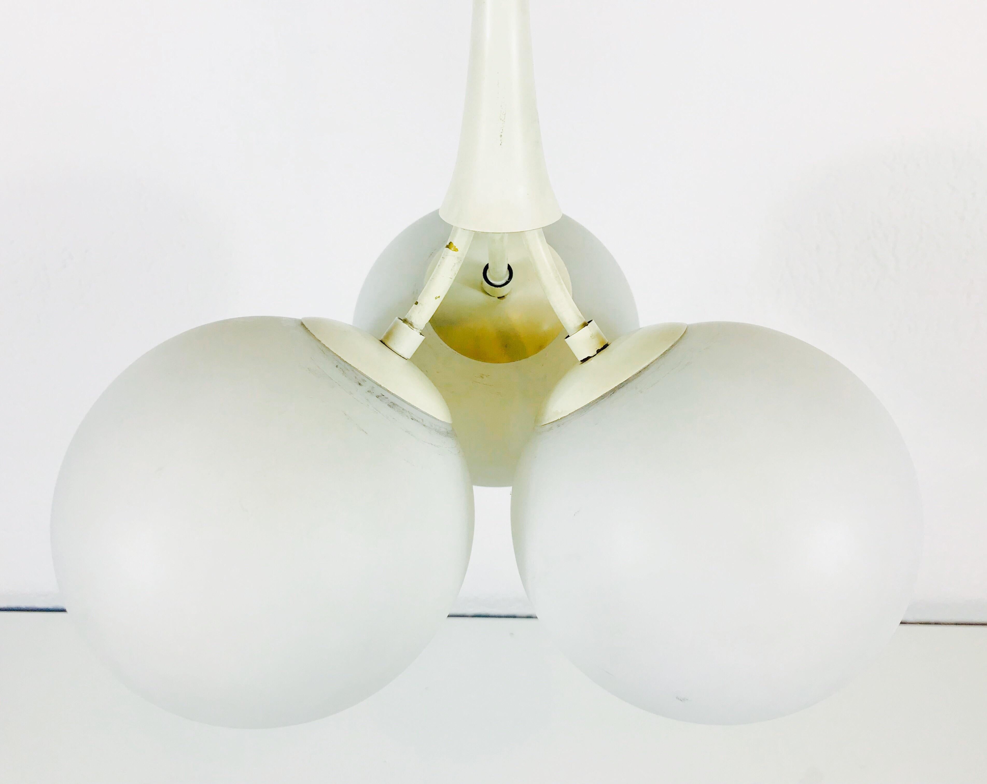 Mid-Century Modern Doria Space Age 3-Arm Pendant Lamp, circa 1970s