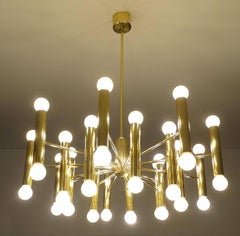 Very Large Doria Pendant Light, Brass Chandelier with  36 Lights , 1960s