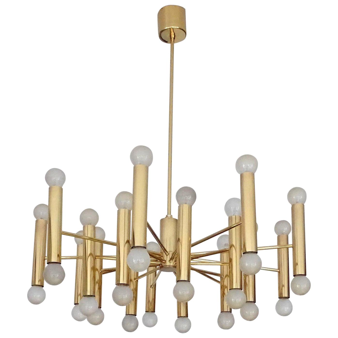 Very Large Doria Pendant Light, Brass Chandelier with  36 Lights , 1960s For Sale