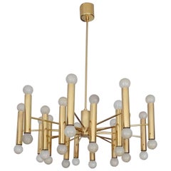 Very Large Doria Pendant Light, Brass Chandelier with  36 Lights , 1960s