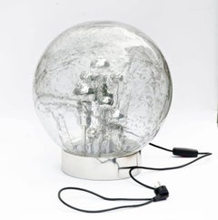 Doria Table or Floor Lamp Chrome Large Smoked Bubble Glass Globe, 1970s