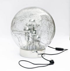 Doria Table or Floor Lamp Chrome Large Smoked Bubble Glass Globe, 1970s