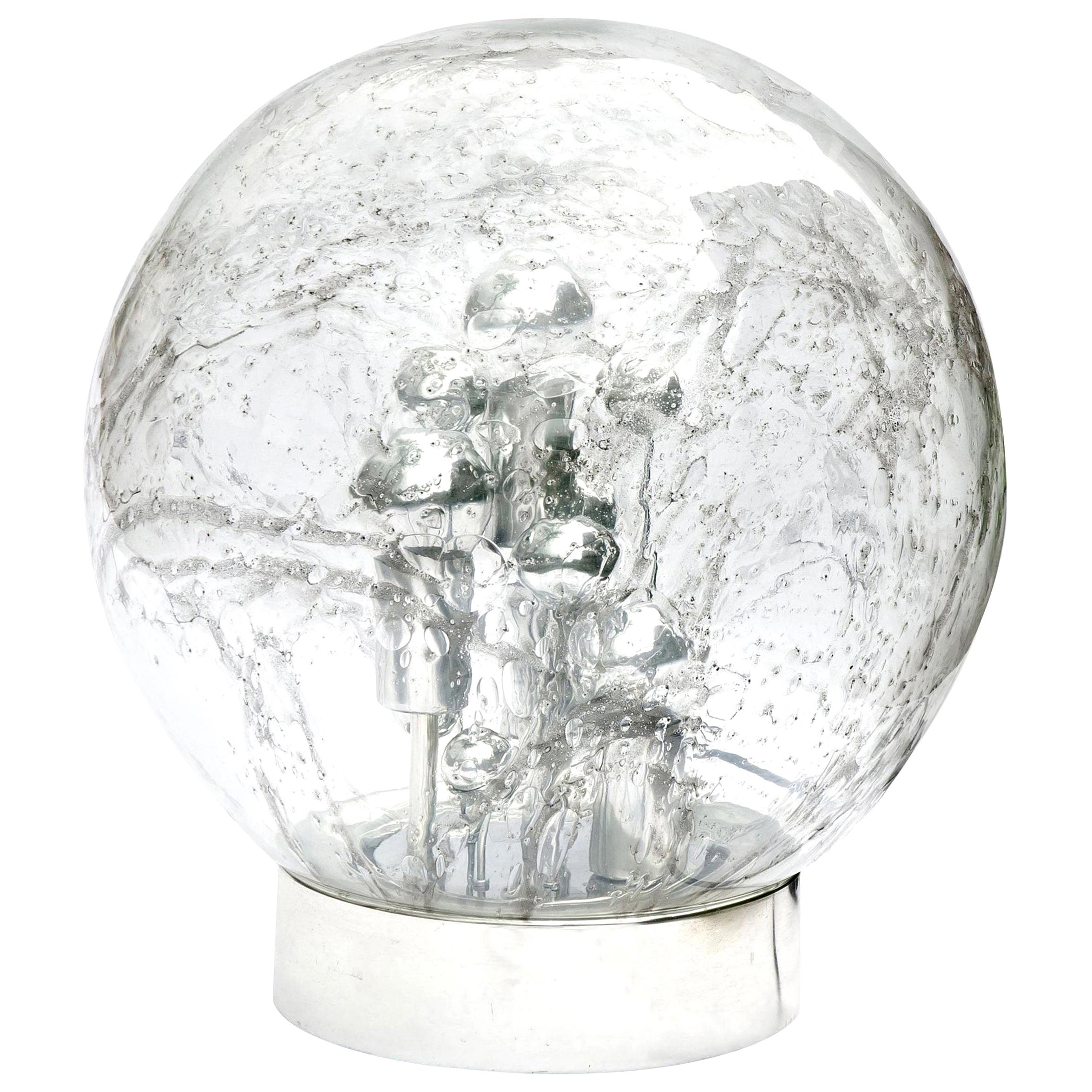 Doria Table or Floor Lamp Chrome Large Smoked Bubble Glass Globe, 1970s For Sale