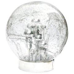 Doria Table or Floor Lamp Chrome Large Smoked Bubble Glass Globe, 1970s