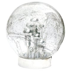 Retro Doria Table or Floor Lamp Chrome Large Smoked Bubble Glass Globe, 1970s