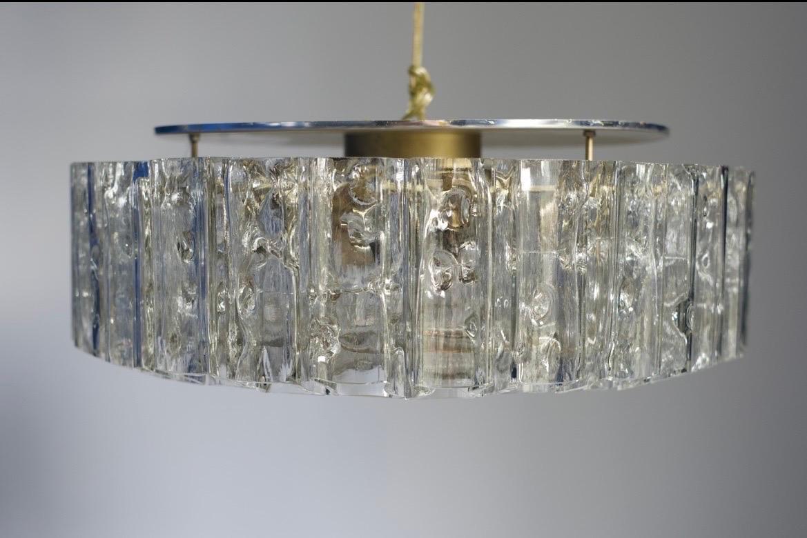 Round Tubular Glass Flush Mount, Doria 1960s In Good Condition For Sale In Bronx, NY