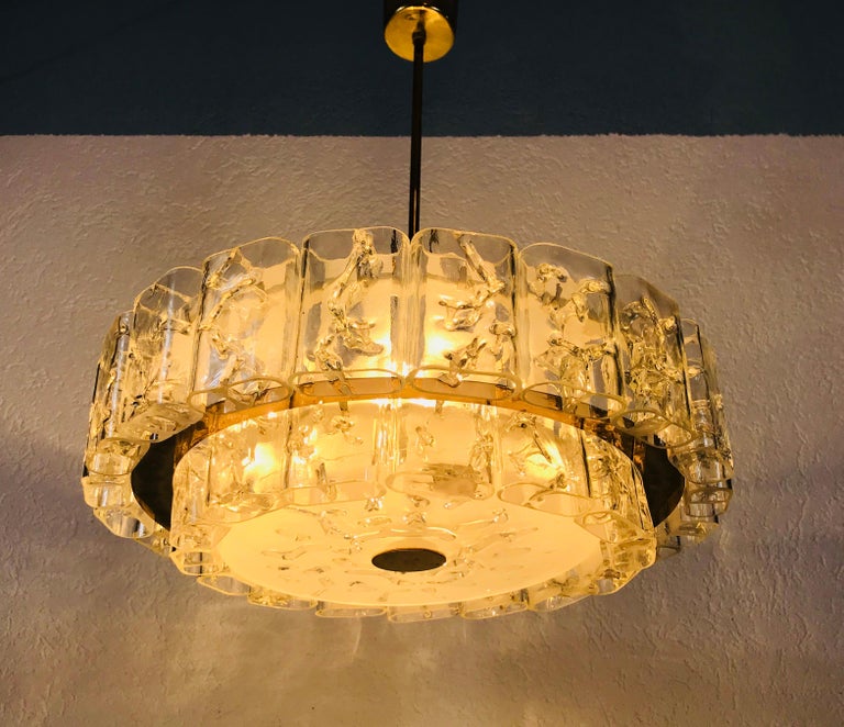 Doria Two Tier Midcentury Crystal Ice Glass Circular Chandelier 1960s For Sale At 1stdibs
