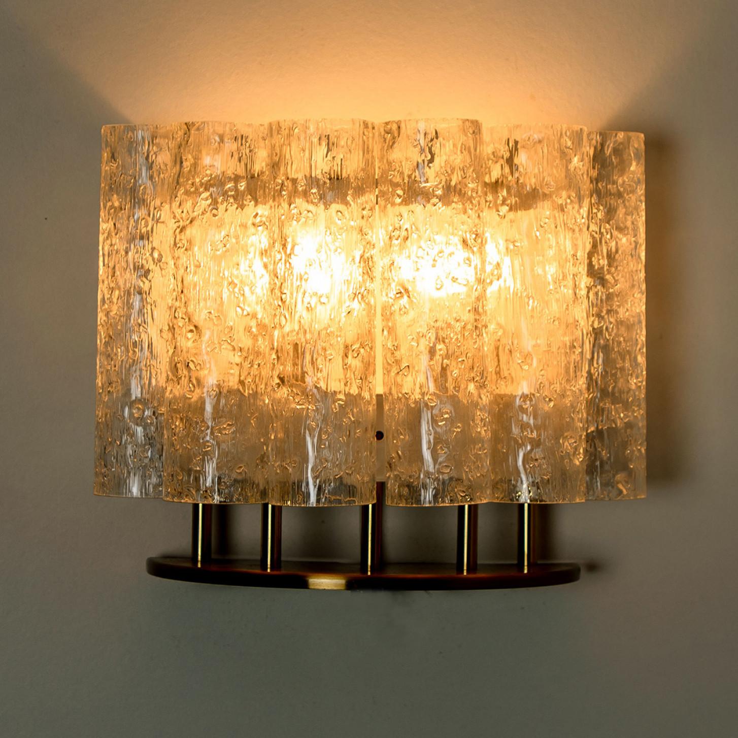 Doria Wall Brass and Glass Wall Lights, 1960s In Good Condition For Sale In Rijssen, NL