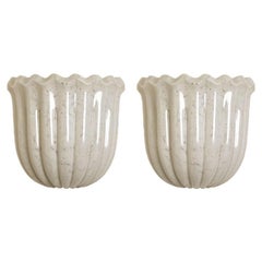 Doria Wall Sconces Tulip shape, Opal Clear Textured Glass, 1960s