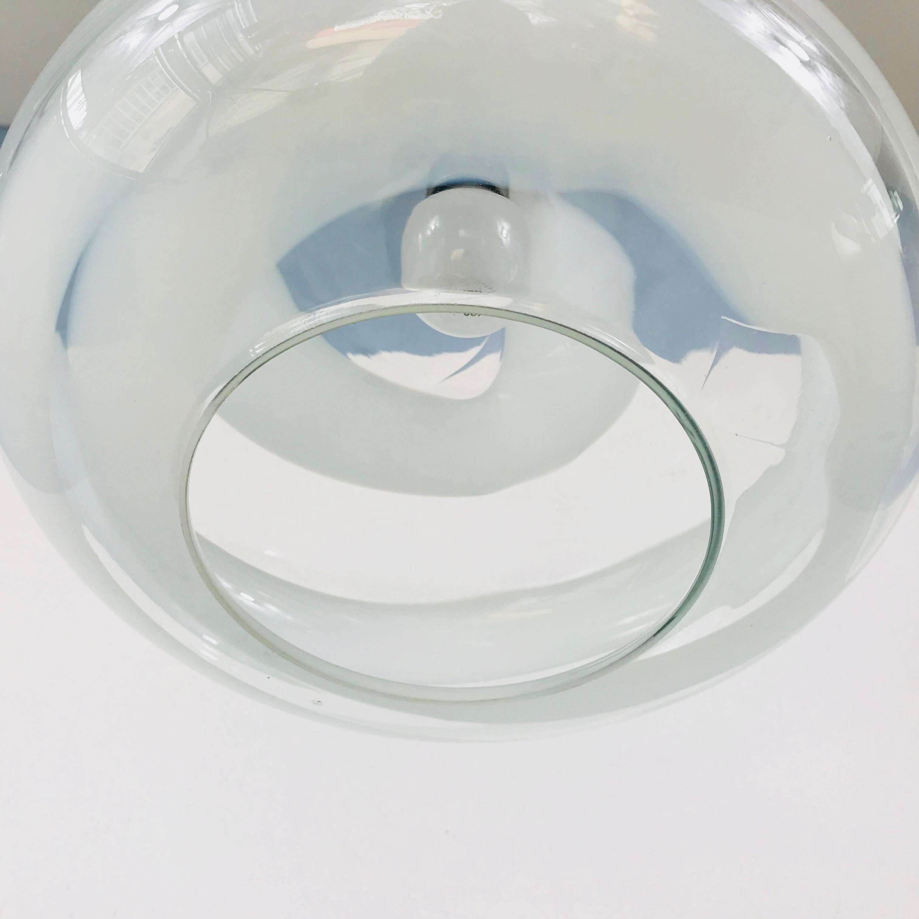 Mid-Century Modern Doria White and Transparent Pendant Lamp, 1970s