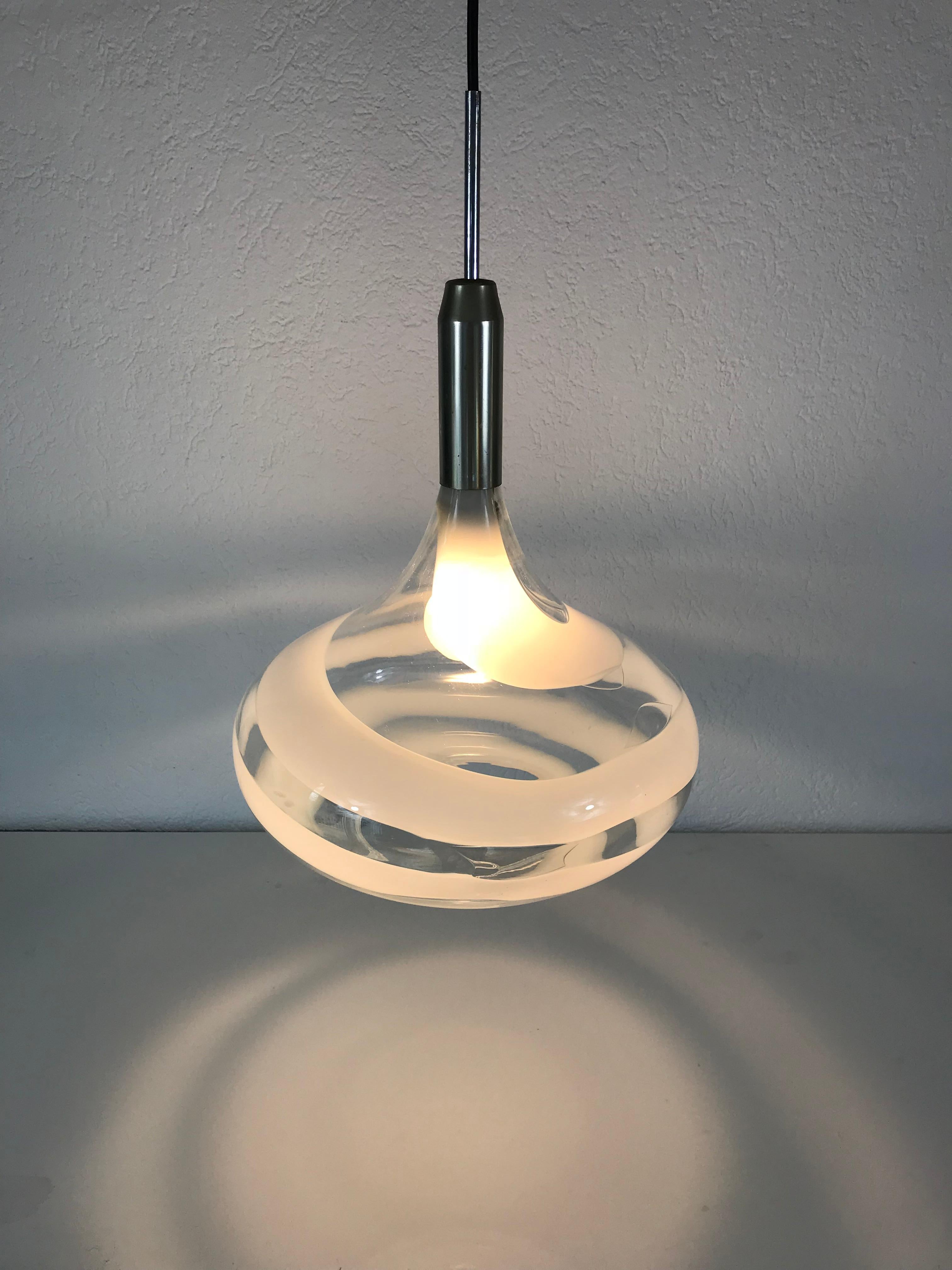 Late 20th Century Doria White and Transparent Pendant Lamp, 1970s