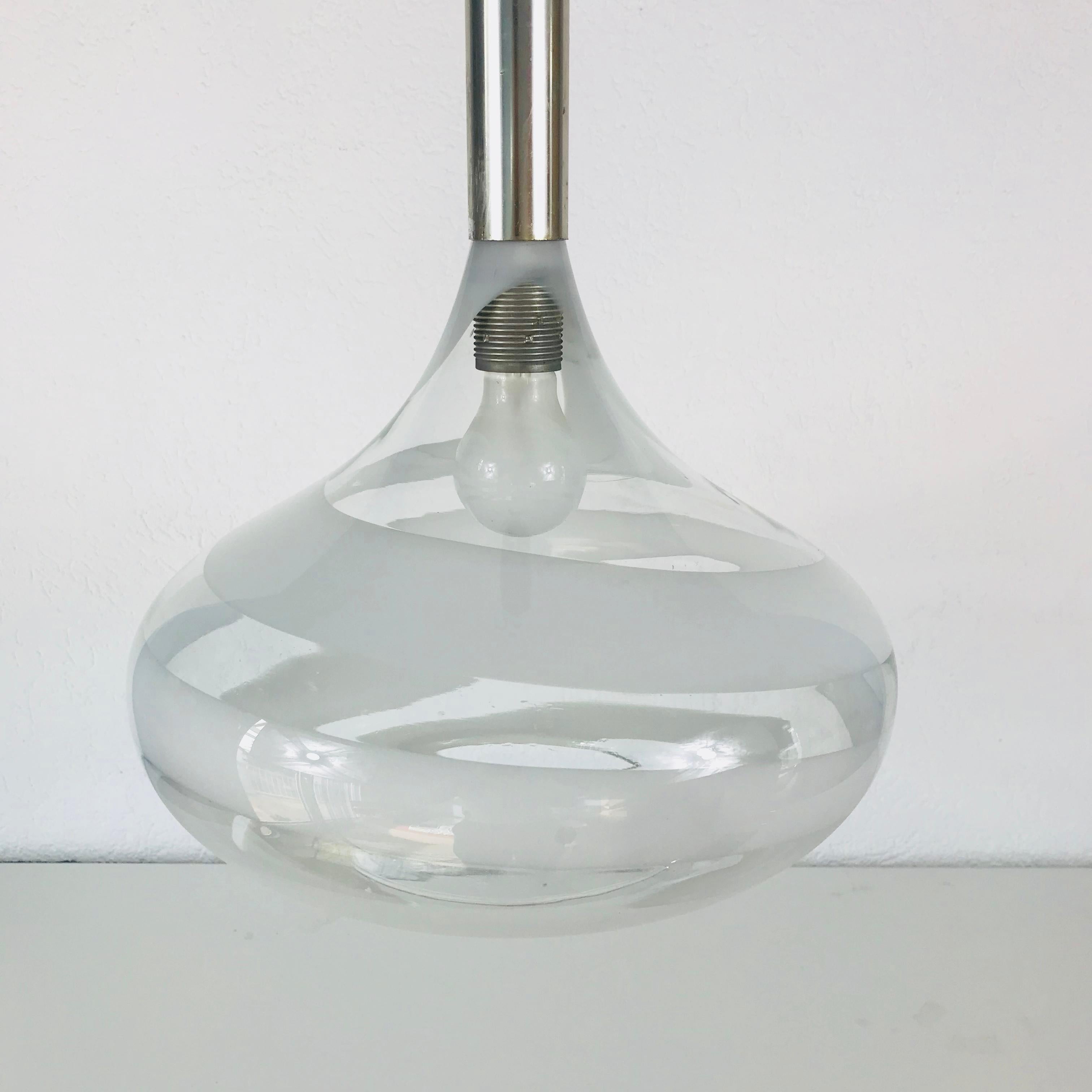 Metal Doria White and Transparent Pendant Lamp, 1970s