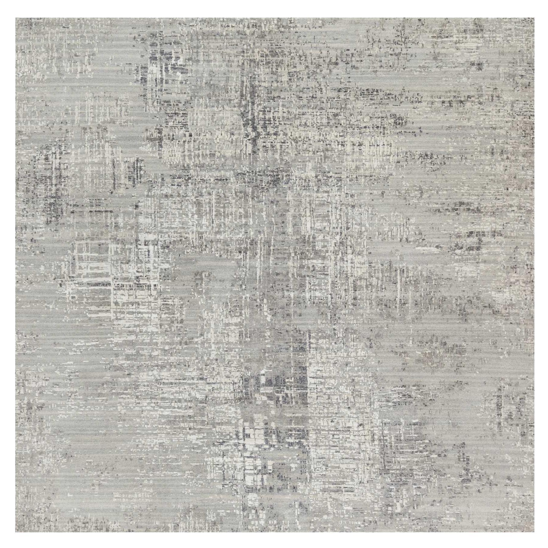 Dorian Gray Hand Spun Modern Undyed Pure Wool Hand Knotted Square Oriental Rug