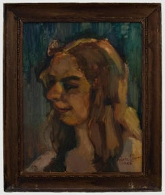 Dorian Levine - Huile, portrait d'une fille, 1985