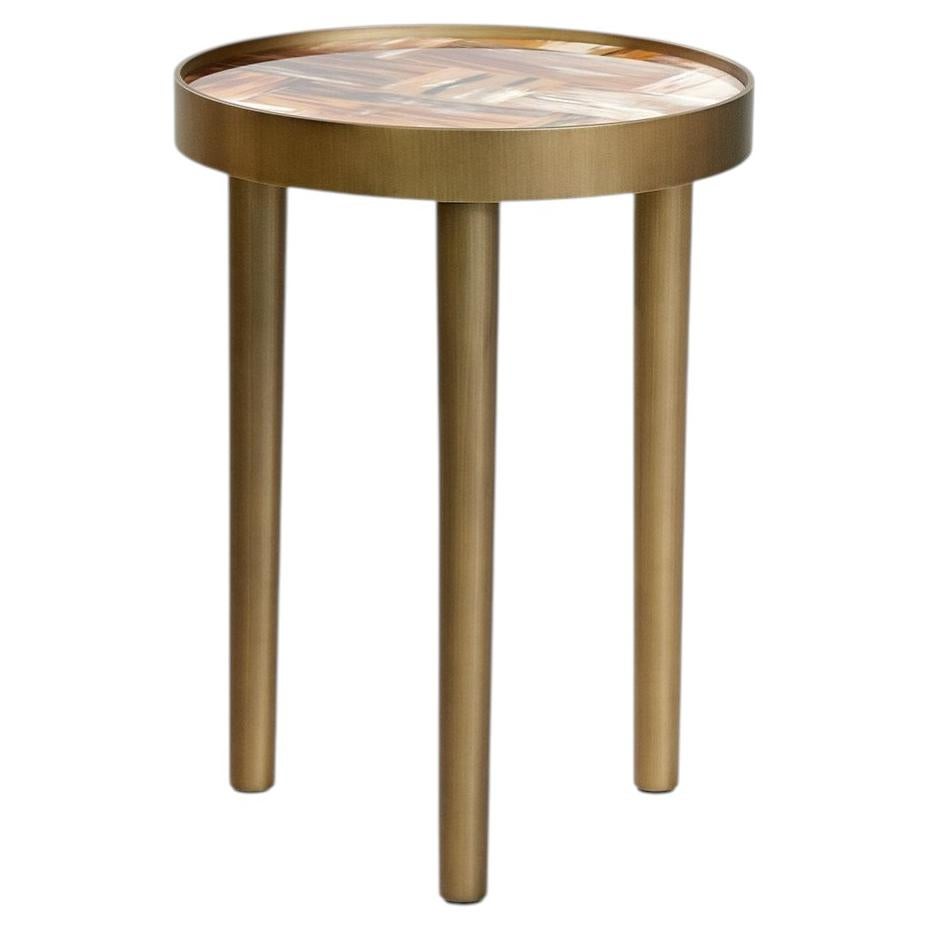Dorian Side Table in Glossy Horn & Burnished Brass in by Arcahorn