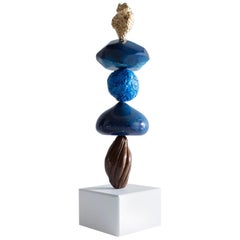 Dorian TOTEM Sculpture in Clay and Resin with Wooden Base by Ashley Hicks, 2018