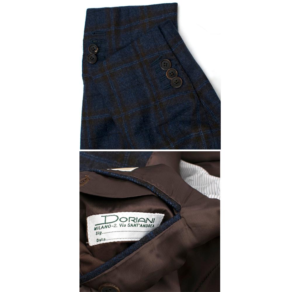 Doriani Navy Checked Wool, Cashmere & Silk Blend Blazer - Size XL EU 54  For Sale 2