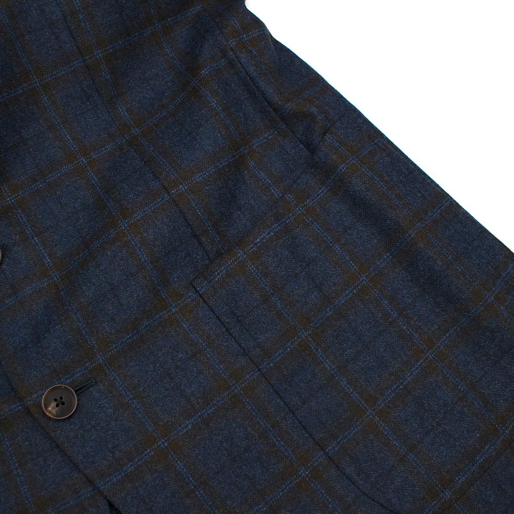Black Doriani Navy Checked Wool, Cashmere & Silk Blend Blazer - Size XL EU 54  For Sale