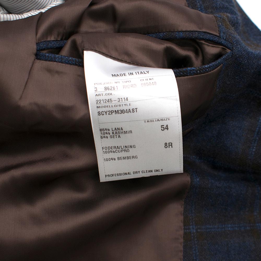 Men's Doriani Navy Checked Wool, Cashmere & Silk Blend Blazer - Size XL EU 54  For Sale