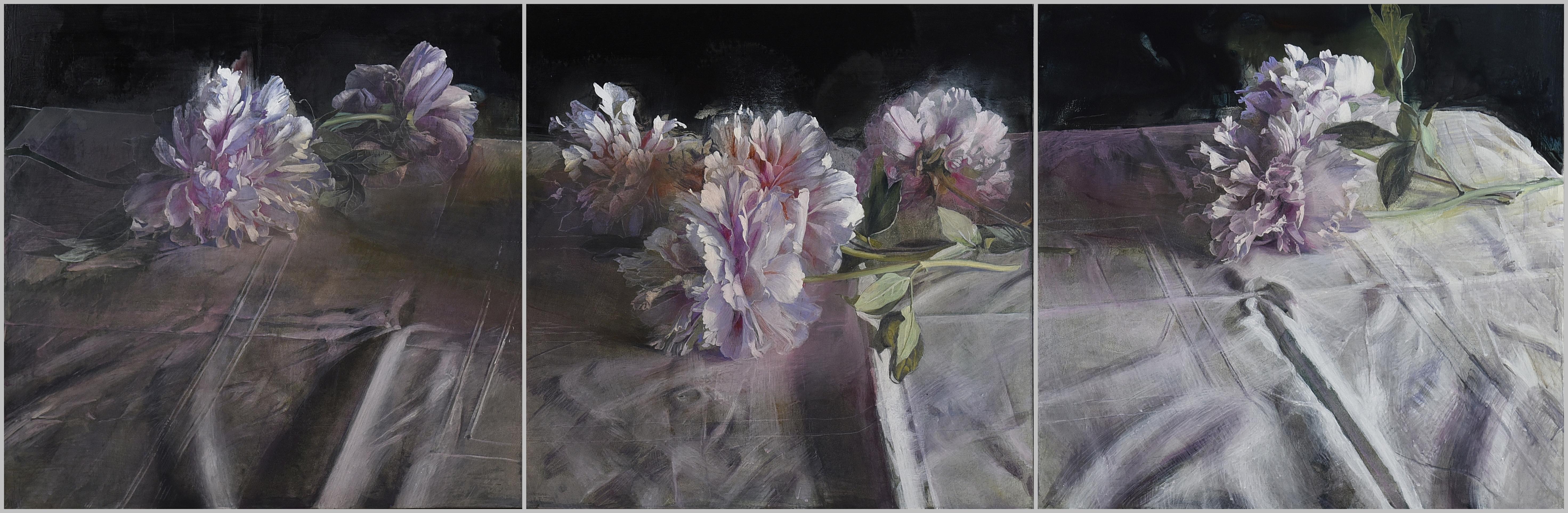 Doriano Scazzosi  Still-Life Painting - Pink flowers peonies still life, oil paintings by Italian contemporary Scazzosi