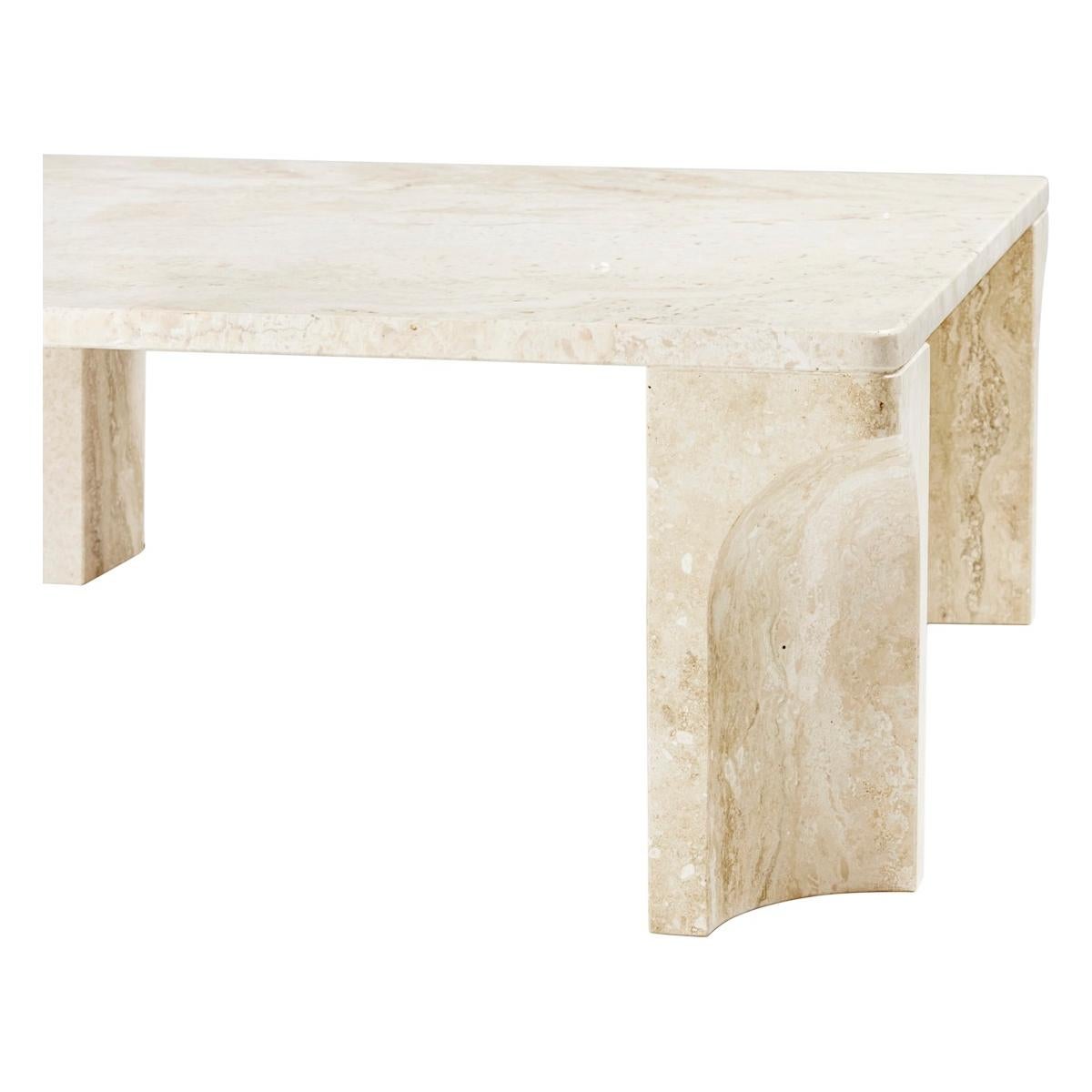 Modern Doric, 21st Century White Travertine Stone Coffee Table For Sale