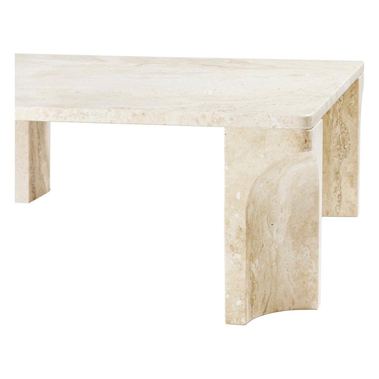 Doric, 21st Century White Travertine Stone Coffee Table For Sale at 1stDibs