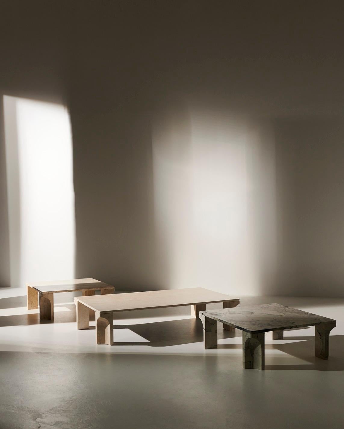 European Doric, 21st Century White Travertine Stone Coffee Table For Sale