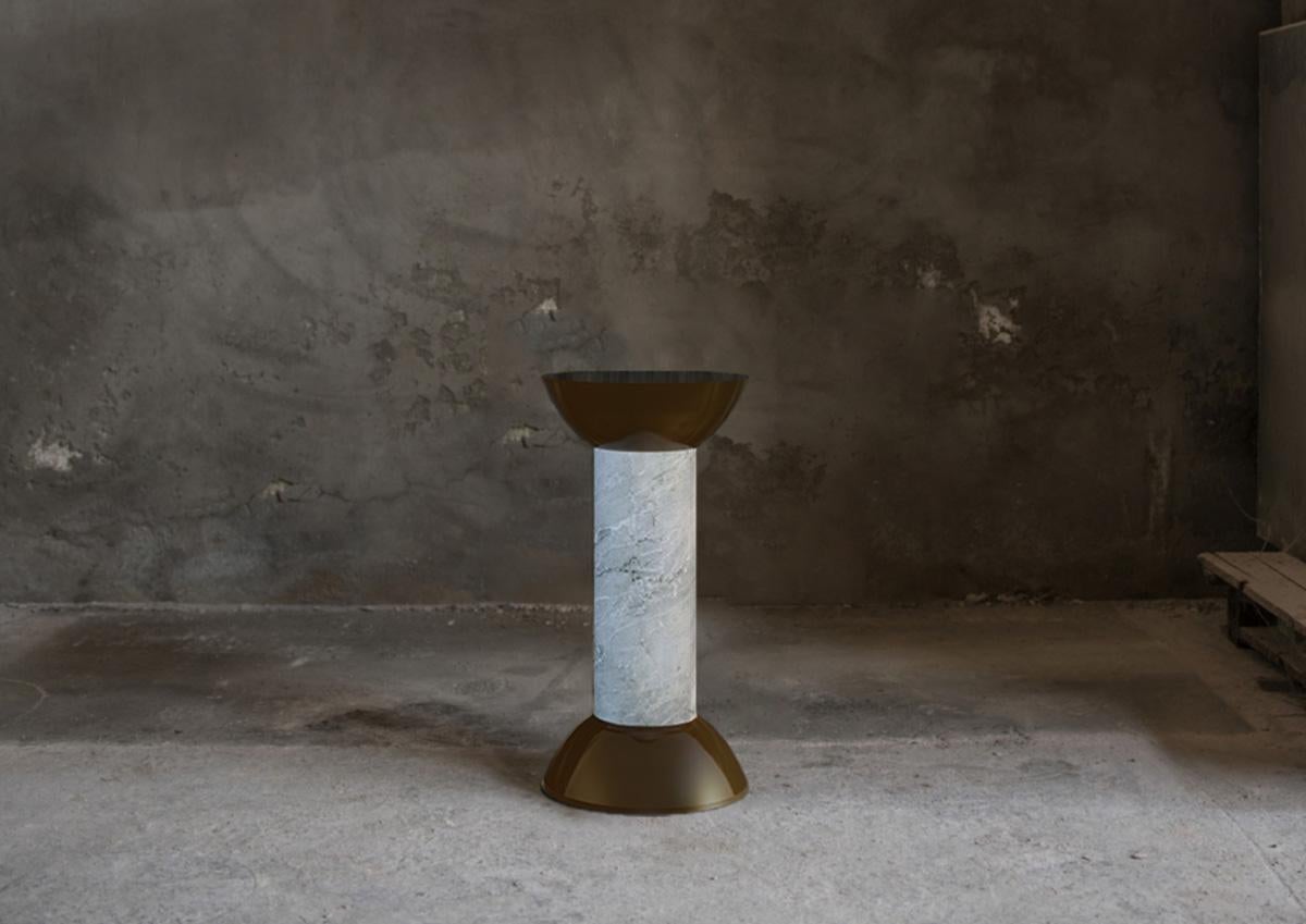 Contemporary Marble Doric Stool by Theodore Psychoyos For Sale