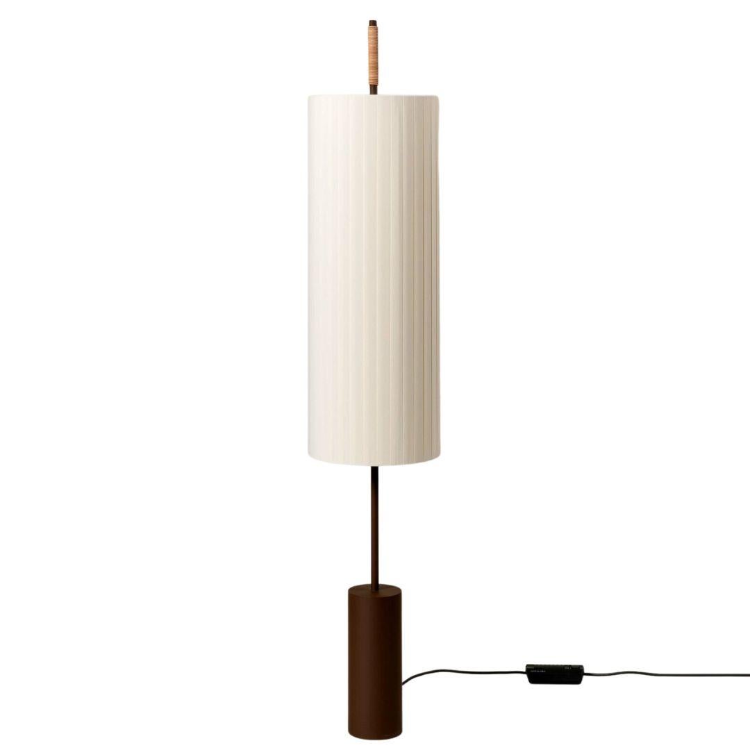 Mid-Century Modern 'Dorica' Floor Lamp in Metal, Natural Cotton Shade and Leather for Santa & Cole For Sale