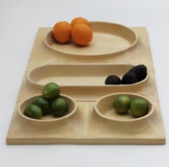 Centre de table en bois Dórico - set de 3 pièces (bois blanchi)