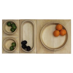 Dórico wood centerpiece - set with 3 pieces (bleached wood)