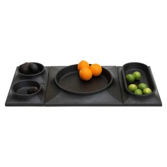 Dórico wood centerpiece - set with 3 pieces (ebonized wood)