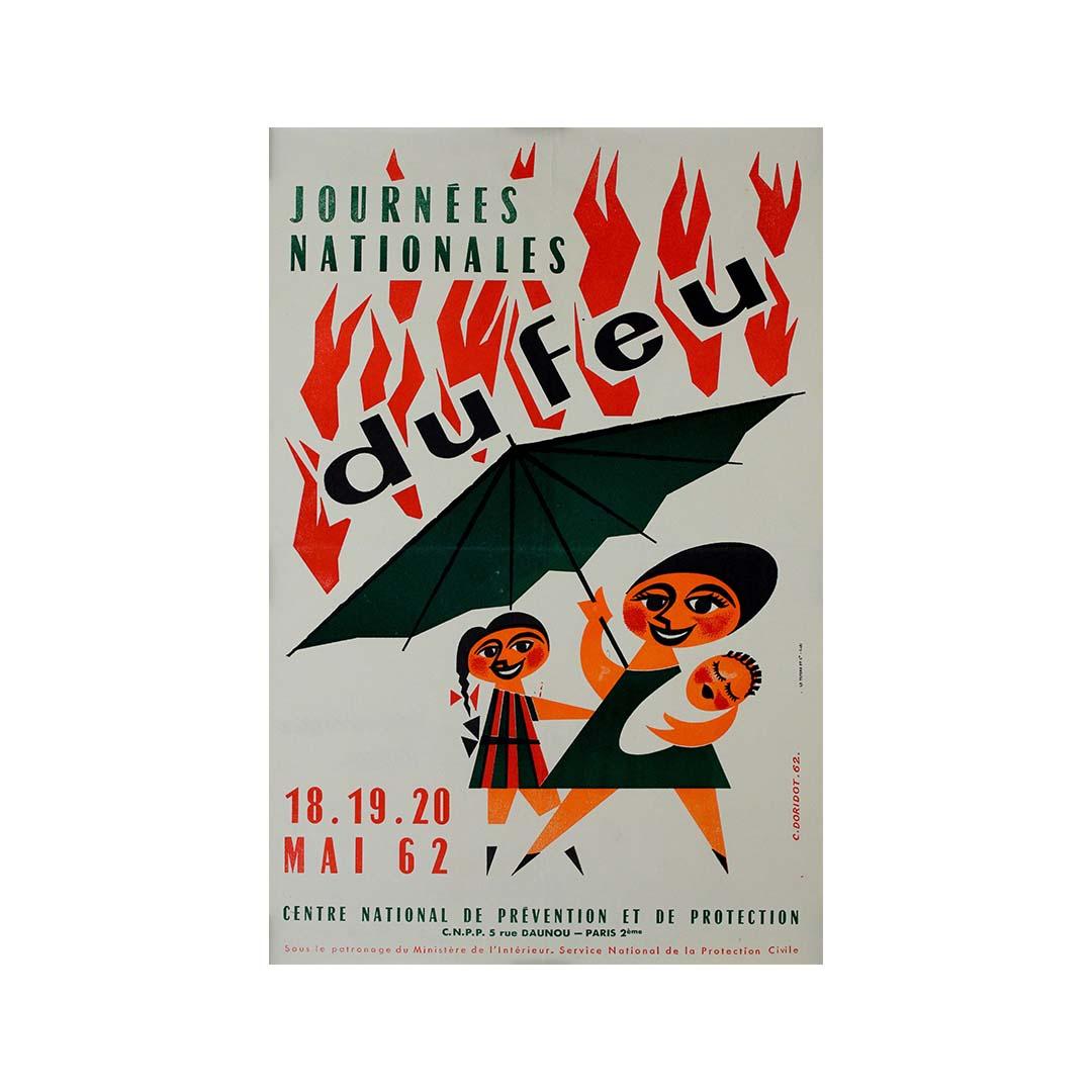 Manifesto del 1962 di C.C. Doridot per le Giornate Nazionali del Fuoco in vendita 2