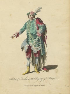 Dorilas in the Tragedy of Merope, Georgian Stage Costume, Jefferys Print, 1757