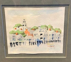 Doris und Richard Beer Aquarell von "Old North Slip, Nantucket" um 1940